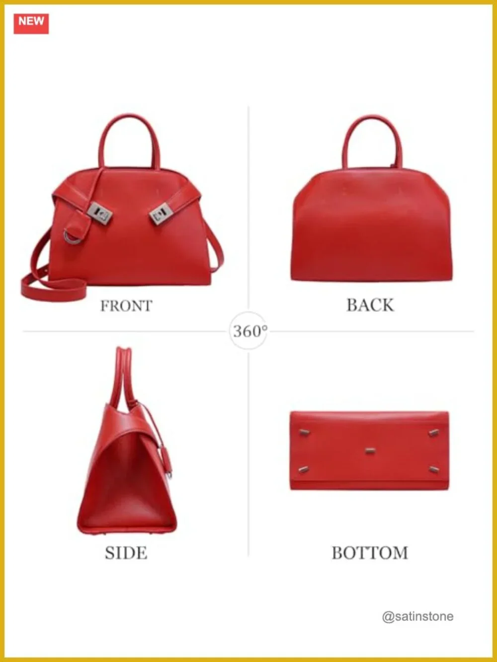 Handmade Italian Leather Tote Crossbody Bag Adjustable Strap